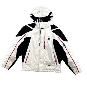 Spyder Ski Jacket Kids 12 White Hooded Snowboard Gorpcore Outdoor Camping Winter